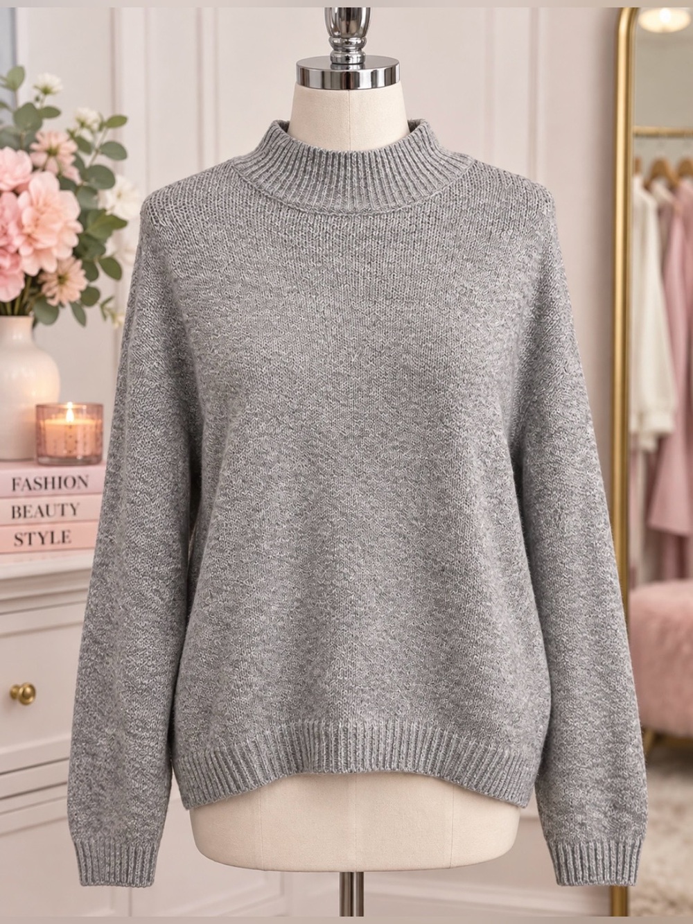 Old Navy Gray Mock Neck Sweater